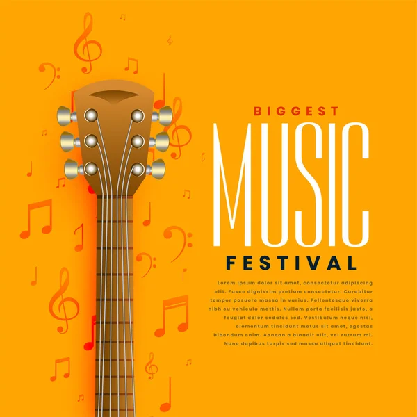 Affiche guitare musique jaune flyer fond design — Image vectorielle