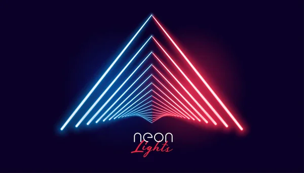 Neon lights geometric shape in red and blue color — Stock Vector