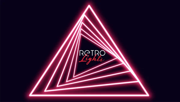 Retro triangle neon lights geometric background design — Stock Vector