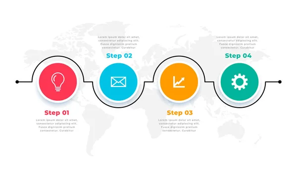 Cuatro pasos línea de tiempo circular infohraphic plantilla de diseño — Vector de stock