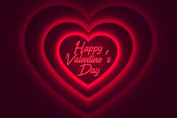 Šťastný Valentines den zářící červené srdce pozadí — Stockový vektor