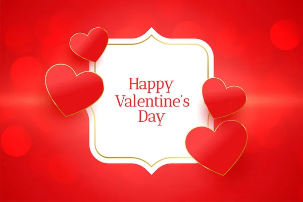 Feliz día de San Valentín tarjeta de evento con corazones rojos — Vector de stock
