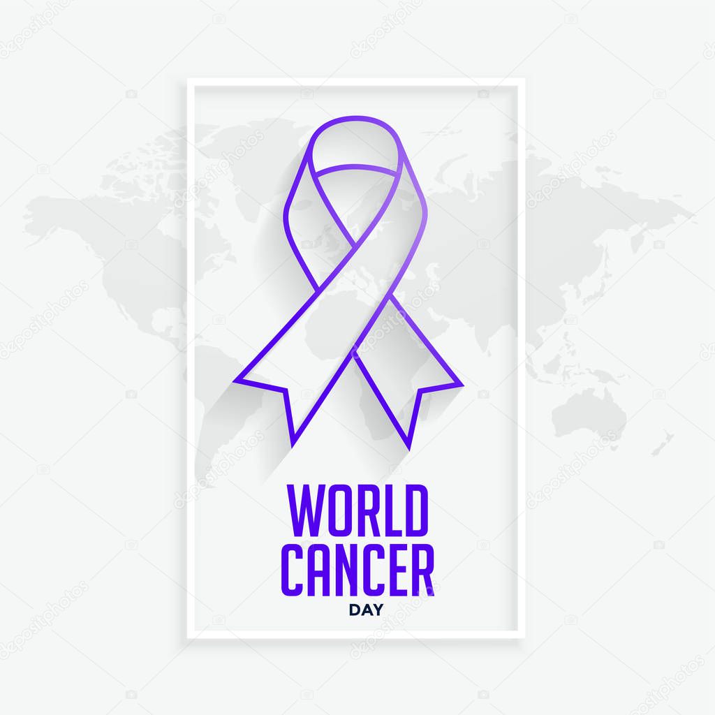 purple line ribbon concept for world cancer day