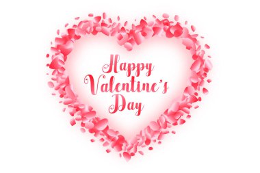 Gül yaprağından yapılmış mutlu sevgililer günü kalbi