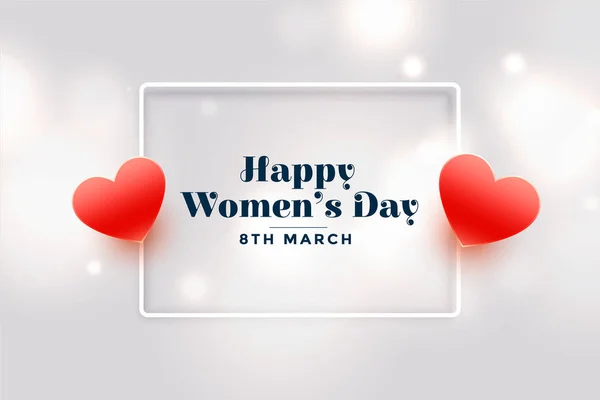 Happy womens day red hearts banner design — ストックベクタ
