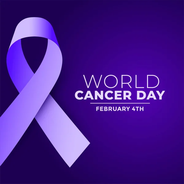 Journée mondiale du cancer design de ruban réaliste violet — Image vectorielle