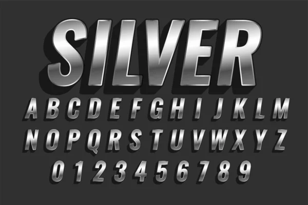 Shiny silver 3d style text effect design — Stock Vector