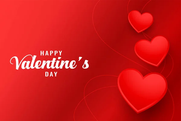 Feliz día de San Valentín hermosos corazones rojos saludo fondo — Vector de stock