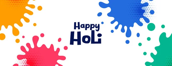 Happy holi kleurrijke spatten festival banner ontwerp — Stockvector