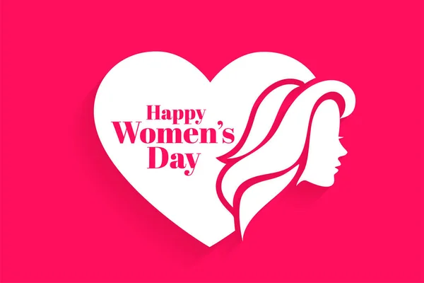 Feliz día de las mujeres cara y corazón concepto de diseño — Vector de stock