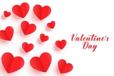 Güzel origami kırmızı kalpler sevgililer günü afişi