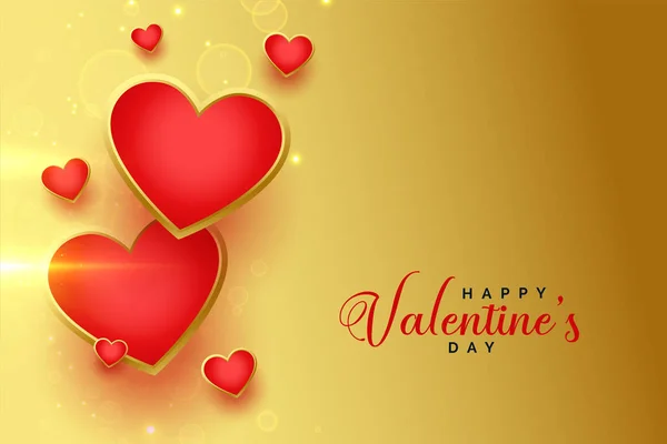 Šťastný Valentines den zlatá srdce pozadí design — Stockový vektor