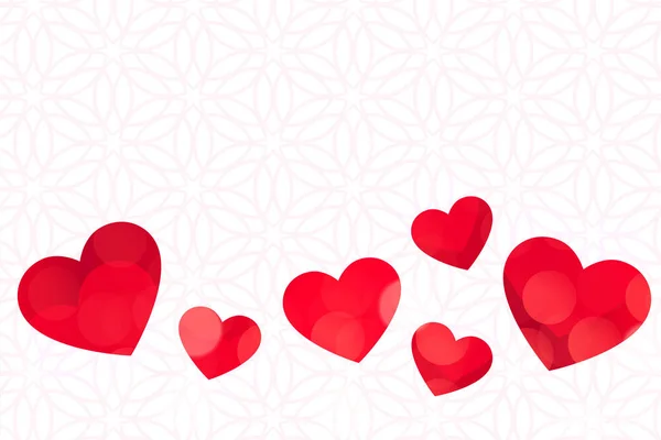 Corazones rojos sobre fondo blanco San Valentín diseño del día — Vector de stock