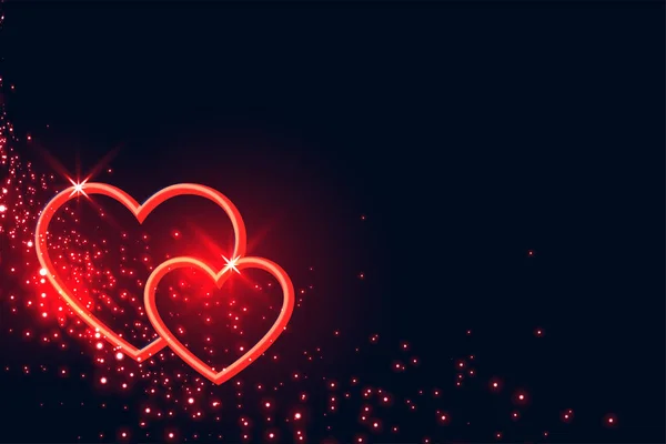 Lovelt κόκκινες καρδιές λάμπει Valentines φόντο ημέρα — Διανυσματικό Αρχείο