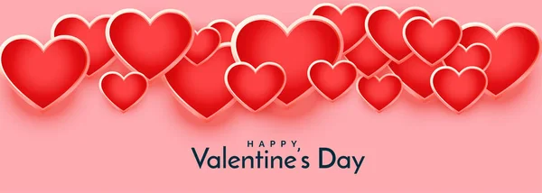 3D lebegő szív Valentin nap banner tervezés — Stock Vector