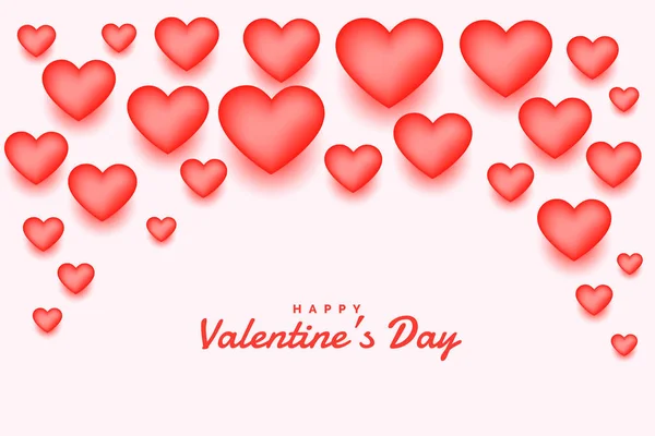 Rosa 3D-Herzen glücklich Valentinstag Hintergrund — Stockvektor