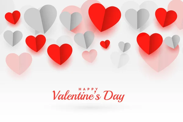 Feliz día de San Valentín papel origami corazones fondo — Vector de stock