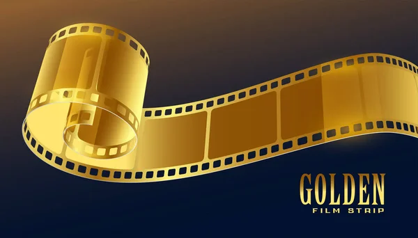 Goldener Filmspulenstreifen im 3D-Stil — Stockvektor