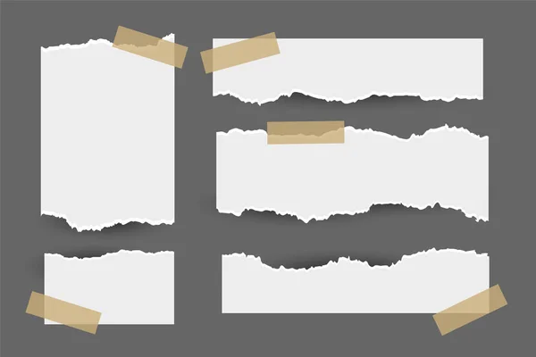 Set di fogli di carta strappati strappati con adesivo — Vettoriale Stock