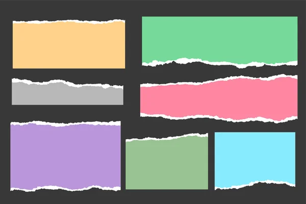Зрізана колекція рваних аркушів паперу в багатьох кольорах — стоковий вектор