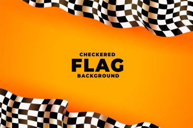 3d checkered racing flag yellow background clipart