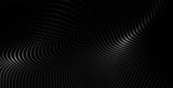 Black background with particles mesh design — ストックベクタ