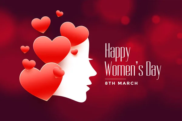 Beautiful womens day background with red hearts — Stock Vector