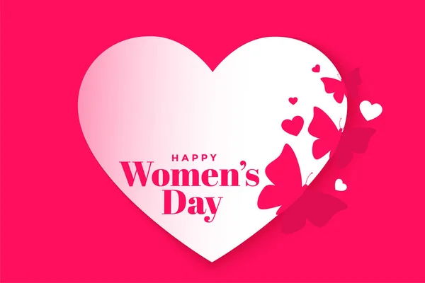 Vackra glada kvinnor dag hjärta och fjäril affisch — Stock vektor