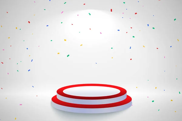 Fondo de celebración con confeti y podio — Vector de stock