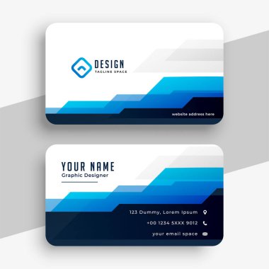 Geometrik mavi modern kartvizit şablonu tasarımı