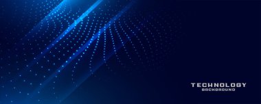 dijital mavi parlayan parçacıklar teknoloji pankartı tasarımı