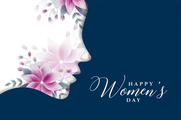 Ευτυχισμένη Ημέρα Γυναικών Ευχετήρια Κάρτα Στυλ Λουλούδι — Διανυσματικό Αρχείο