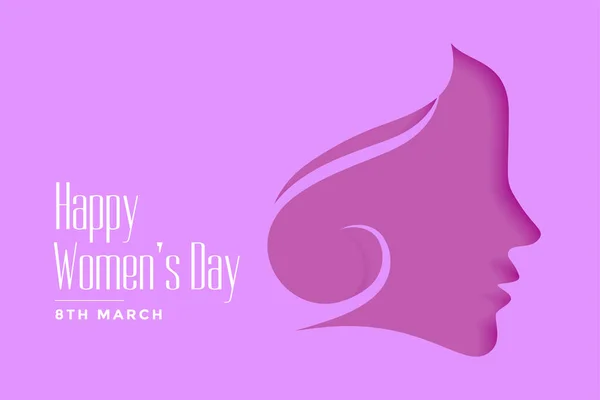 Happy Womens Day Purple Papercut Style Background — Stock Vector