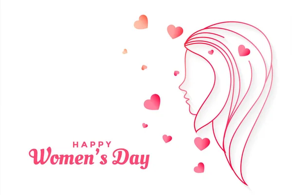 Happy Womens Day Background Line Style Face — Stock Vector