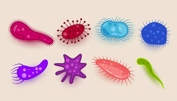 Formes Différentes Bactéries Parasites Ensemble Virus — Image vectorielle