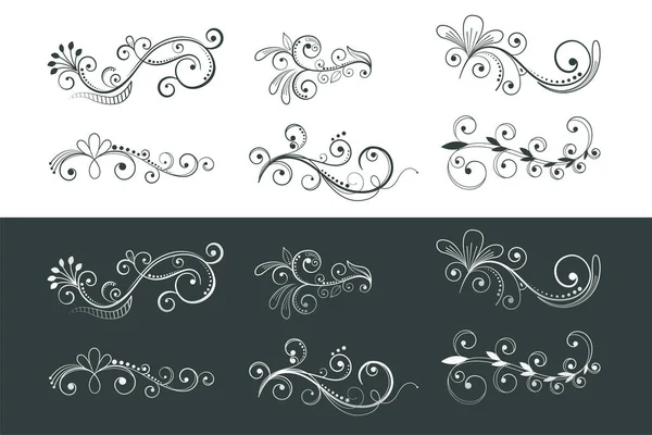 Decoración Floral Ornamental Remolino Patrón Colección Diseño — Vector de stock