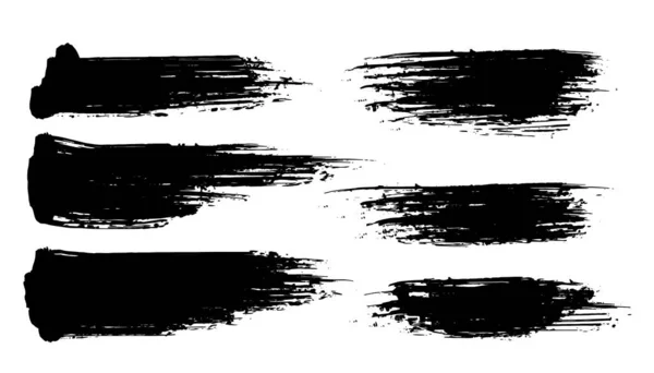 Conjunto Seis Pancartas Trazo Cepillo Grunge Abstracto — Archivo Imágenes Vectoriales