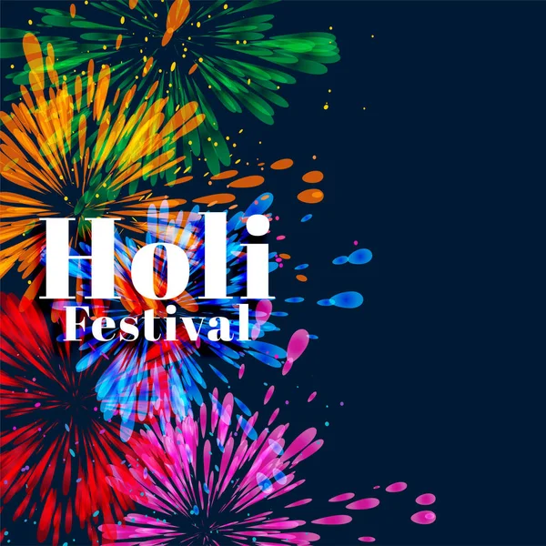 Couleurs Éclaboussures Pour Heureux Holi Festival Design — Image vectorielle