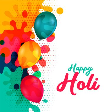 Mutlu Holi su balonları ve renkli sıçramalar tasarımı