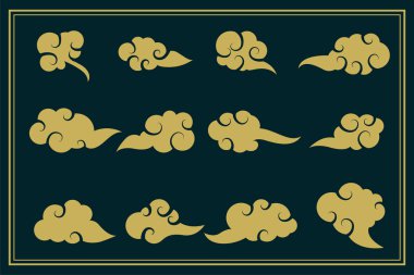 Çin geleneksel bulut dekoratif set on iki