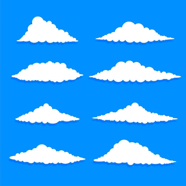 Verschiedene Form Weiße Wolken Auf Blauem Hintergrund — Stockvektor