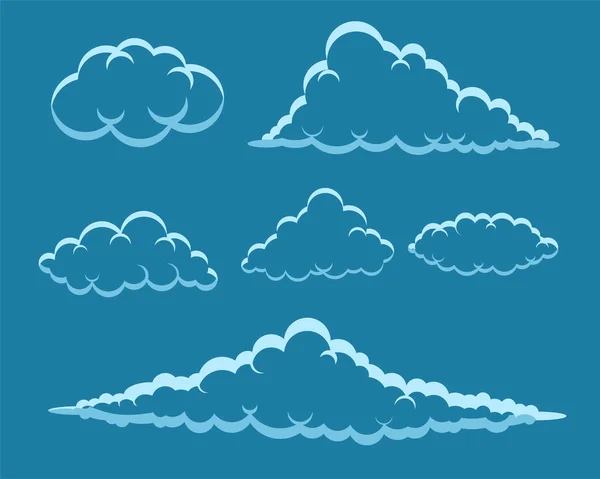 Ansammlung Blauer Flauschiger Wolken Vielen Formen — Stockvektor