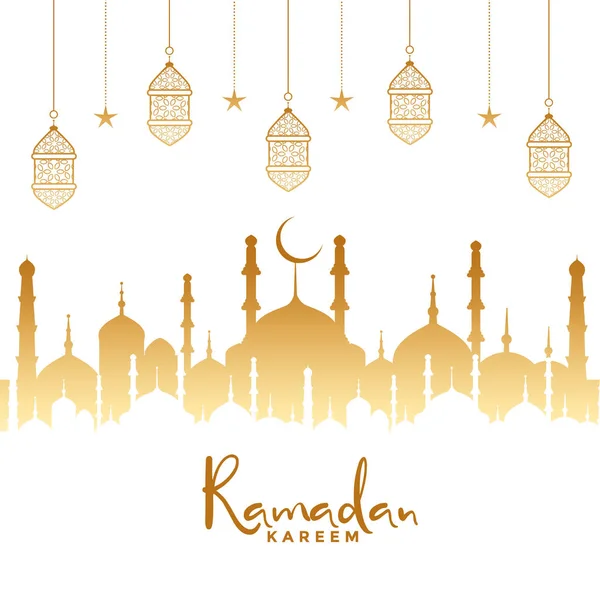 Ramadan Kareem伊斯兰背景 清真寺和灯具 — 图库矢量图片