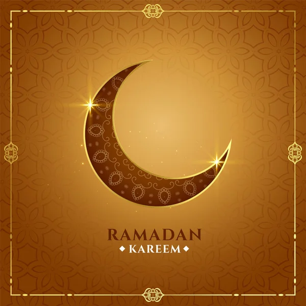 Decorativo Ramadán Kareem Dorado Luna Fondo Diseño — Vector de stock