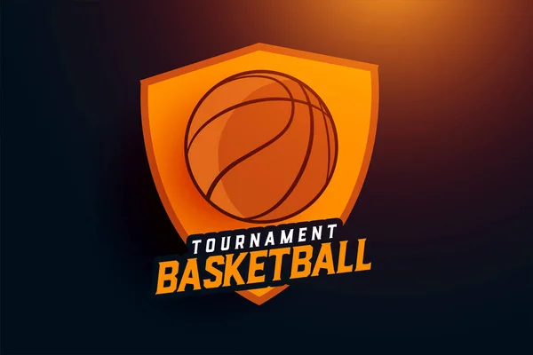 Tournoi Basket Ball Équipe Sportive Logo Concept Design — Image vectorielle