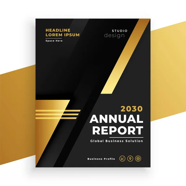 Black Golden Modern Annual Report Brichure Template — Stock Vector