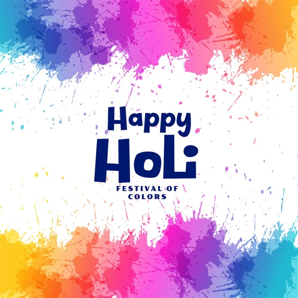 Happy Holi Festival Colorful Splashes Background Design — Stock Vector