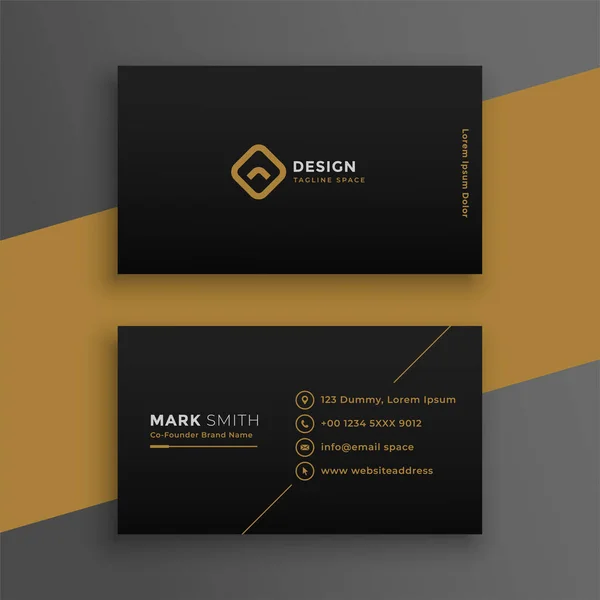 Elegante Negro Oscuro Tarjeta Visita Plantilla Diseño — Vector de stock