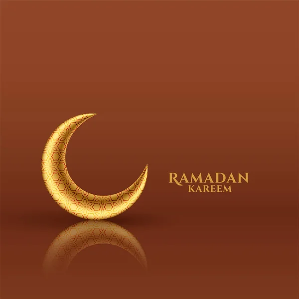 Shiny Golden Moon Ramadan Kareem Festival Card — Stock Vector