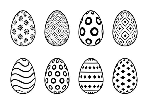 Set Eight Pattern Eggs Easter Festival — Stock Vector